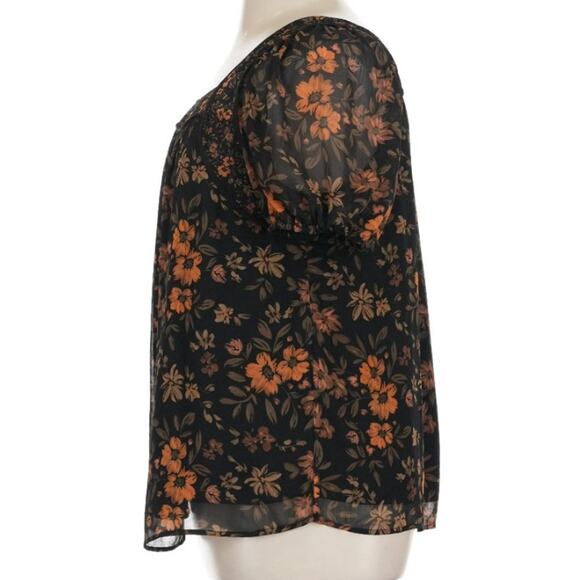 Daniel Rainn 1X Women's Blouse Short Sleeve Black Floral - Picture 4 of 7